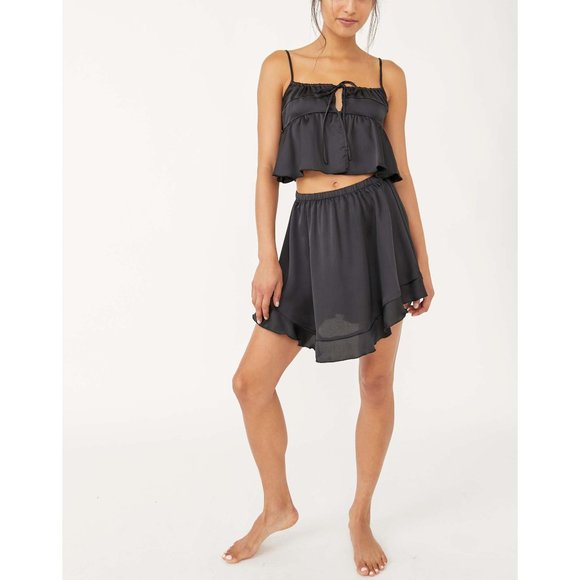 NWT Free People Post Holiday Slip Set / Black
